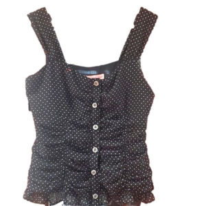 BANDOLINO tank top black with white polka dots size 4